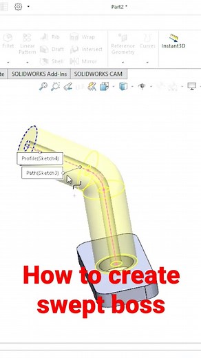 How to create swept boss feature in solidworks #shorts #solidworks #malviyacadsolution