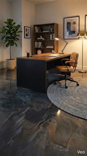 “From Concrete to Command Center: Luxury Metallic Epoxy Home Office Transformation”