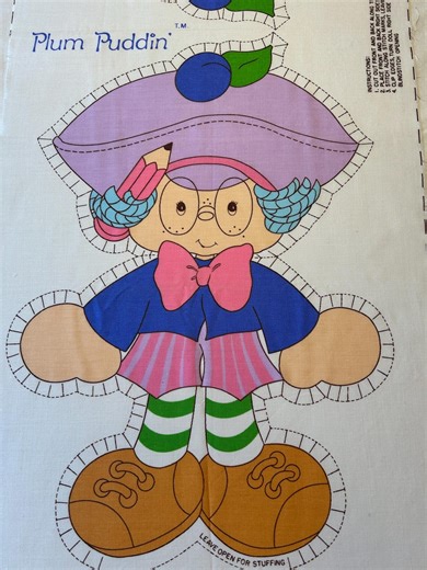 PLUM PUDDIN Doll/pillow Fabric Panel, Vintage Strawberry Shortcake Character, Cut and Sew, Rare 1980, 20" Tall, Springs Mills, Rare - Etsy