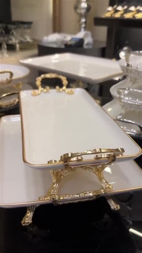 Elevate Your Table Setting With Our 3-piece Gold Decorative Porcelain Serving Plate Set - Etsy
