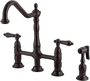 Kingston Brass KS1275ALBS Heritage Bridge Kitchen Faucet, 8-3/4", Oil-Rubbed Bronze