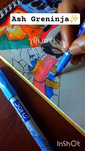 Drawing Ash Greninja💧#anime #animeart #animedrawing #pokemon #ashgreninja #shorts