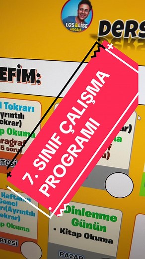 7. SINIF ÇALIŞMA PROGRAMI | Ders Çalışma Programı 7. Sınıf - Hazırlama & Planlama