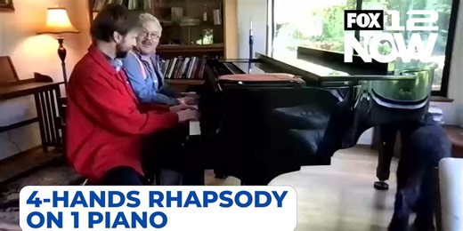 Hunter Noack, Thomas Lauderdale play 4-hands rhapsody on 1 piano