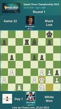 Recap: Speed Chess Championship( SCC ) 2024 Round 1: Jan Krzysztof Duda vs Arjun Erigasi Game 22