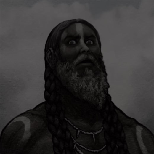 Mysterious Portrait of a Man with Braided Hair