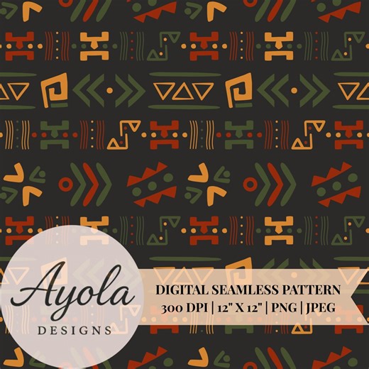 African Tribal Seamless Pattern Earth Tone Geometric Background for Fabric and Digital Design - Etsy