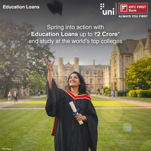When the right opportunity knocks, waiting isn’t always an option. This Spring Intake could be the start of something bigger. Choose the path that opens doors worldwide with IDFC FIRST Bank Education Loans up to ₹2 Crore. Know More: https://idfcfr.in/IDFCFB/Ier6Ve #IDFCFIRSTBank #AlwaysYouFirst #EducationLoan | IDFC FIRST Bank