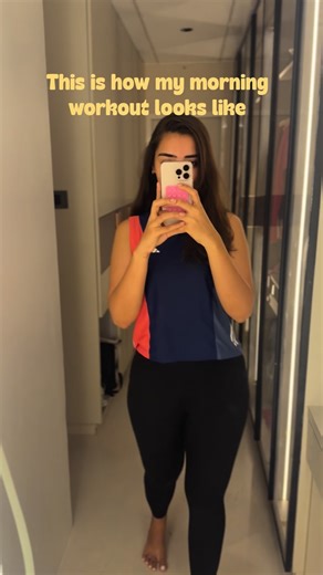 She Nourish | Khushi on Instagram: "My simple morning workout routine from home, no gym, just consistency & discipline 🫶🏻❤️ ✨Warm-up 5 minutes of mobility and light movement ✨Dumbbell squats 15 reps × 4 sets Superset with stair climbs and descents ✨Step-up lunges on stairs 15 reps each leg × 4 sets Superset with standing crossovers ✨Stiff-leg hamstring raises 15 reps × 4 sets Superset with jogging on the spot ✨Hip thrusts 15 reps × 4 sets ✨Abs 15 reps × 4 sets . . . #shenourish #homeworkout #d