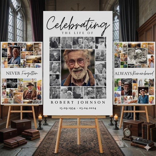 Funeral Photo Collage Sign Template: Celebration of Life Memorial (canva, Digital Download) - Etsy