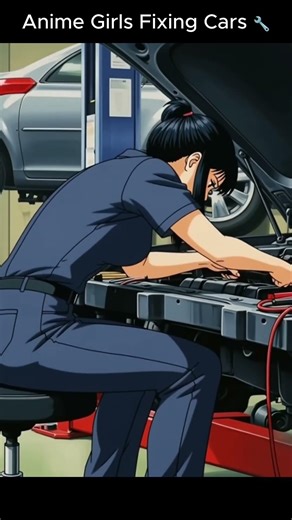 Anime girls fixing cars 🔧🎧