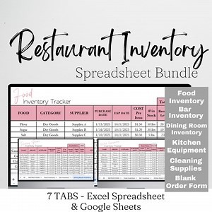 Restaurant Inventory Tracker Template Google Sheets, Bar Inventory Template, Kitchen Equipment Food Inventory List Restaurant Supplies Excel - Etsy