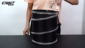 eing Car Trash Can, Portable Garbage Bin with Bling Diamonds, Collapsible Pop-up Water Proof Bag, Waste Basket Bin, Rubbish Bin (1 Pack, AB)