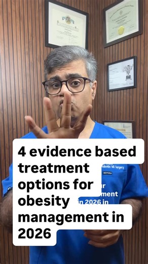 Dr Anshuman Kaushal MD FACS on Instagram: "Diet quality, resistance training, adequate protein, low sugar intake, sleep, and stress control sit at the center of weight management. Today, in 2026 we have four evidence based obesity treatments. Pharmacotherapy Endoscopic / Gastric Balloon options. Metabolic and bariatric surgery. Each tool has indications. Each has limits. There is no shortcut. If you are struggling despite sincere effort, you are not weak. you need a right tool. Save this post fo