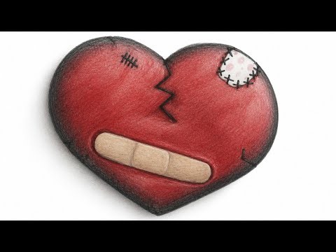 Broken Heart Drawing ❤️‍🩹 | Easy Heart Drawing Tutorial | Sad Heart Art Step by Step