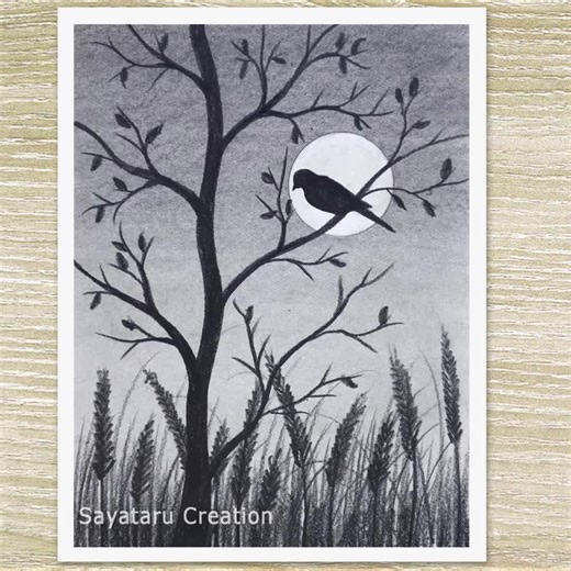 Beautiful Sunset Landscape Drawing Tutorial