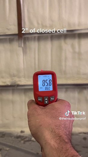 2” of closed cell on wall facing afternoon sun. #TIPinsulation #insulation #sprayfoam #closedcell
