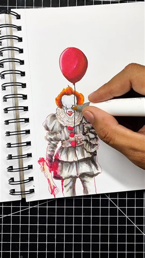 Drawing Pennywise 🤡 #pennywisethedancingclown #horror #creepy #pennywise #drawing