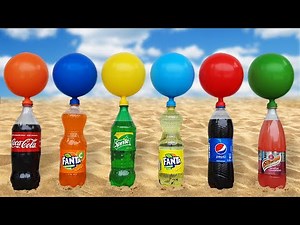 Experiment: Different Fanta, Coca-Cola, Sprite and Schweppes vs Mentos vs Balloons