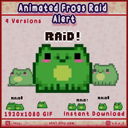 Animated Frog Twitch Stream Raid Alert | Cute Pixel Art Frogs | Frog Alerts | Pixel Art Overlays Twitch Alert | Animated Gif Alert - Etsy