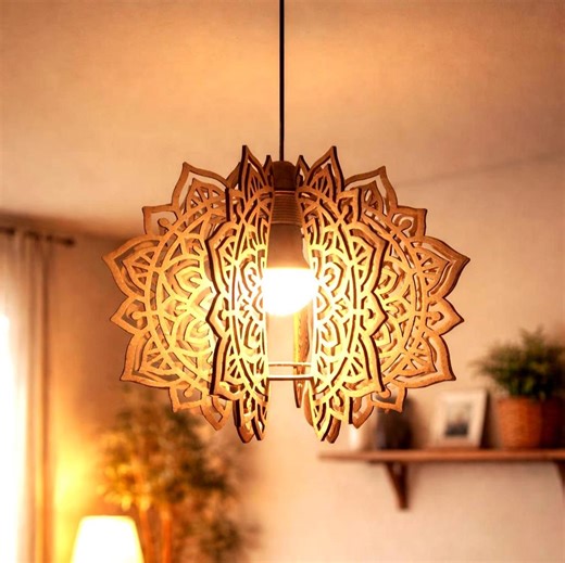Mandala Pendant Light SVG | Laser Cut Lamp Shade | 8 Panel Hanging Fitting - Etsy