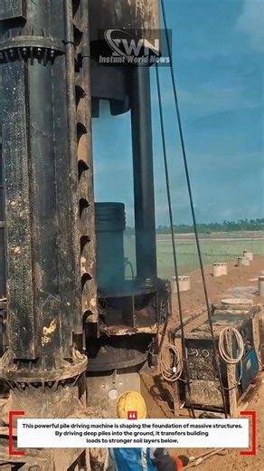 Massive Pile Driving Machine at Work | Deep Foundation Construction Process