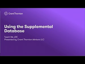 How to Use the Supplemental Database in JD Edwards | JDE Development | JD Edwards Training