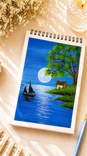 Aesthetic Painting Ideas tutorial | Aesthetic watercolor painting | Easy Aesthetic Nature Painting