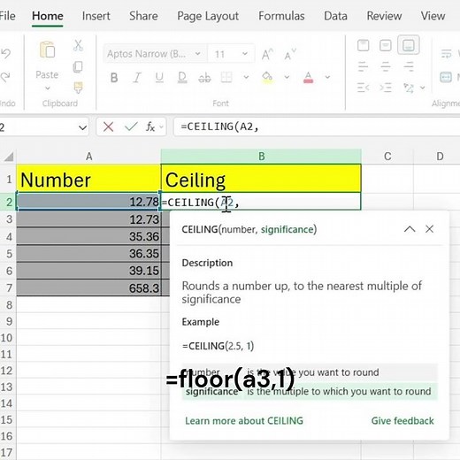 CEILING Function in Excel in just 15 seconds! 📉✨