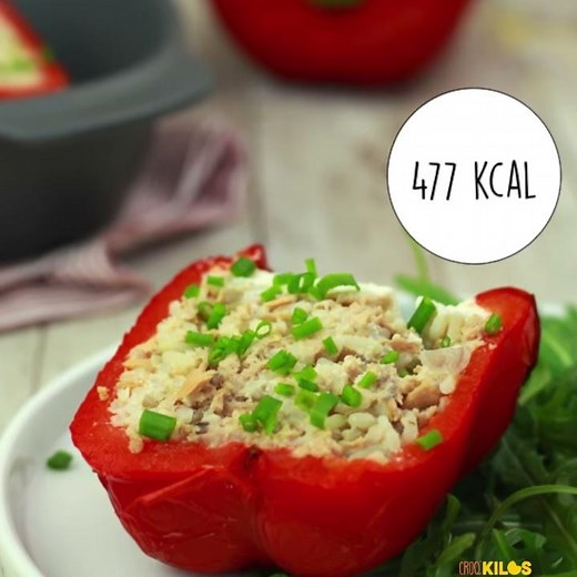 Poivron farci, riz et thon - Croq'Kilos