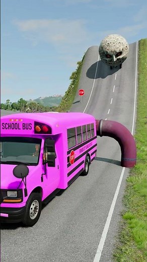 Long Colourful Capsule Buses vs Low Pipes - BeamNG.Drive