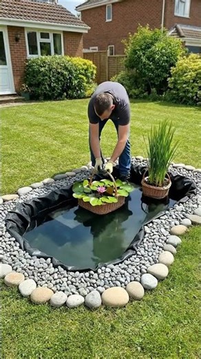 DIY Garden Pond: From Hole to Oasis!#shorts #diy#gardenpond #pondlife #waterfeature#landscaping
