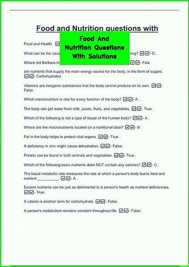 Food And Nutrition Questions With Solutions video