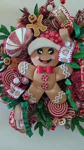 Gingerbread Christmas Wreath With Peppermint Candy | Whimsical Holiday Front Door Decor | Red and Green Christmas Wreath | Gingerbread Man - Etsy Canada