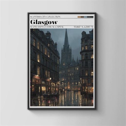 Glasgow Poster Scottish City Collection Wall Art Cultural Capital Print - Etsy UK