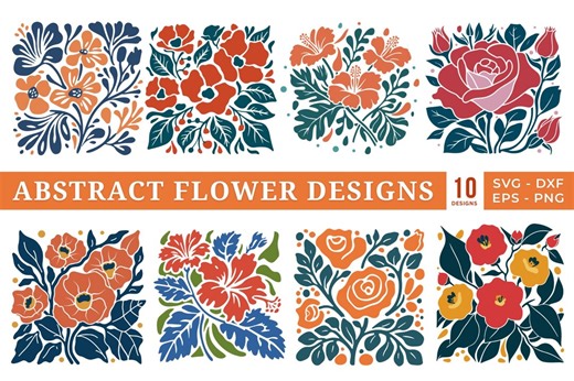 Abstract Flower SVG Bundle: Retro Flowers, Groovy Floral Designs, Boho Flower Clipart - Etsy