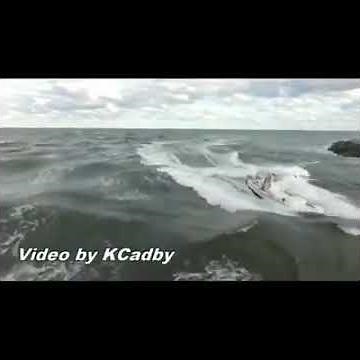 Drone video of a boat sinking in Jupiter Inlet