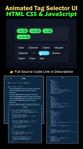 Animated Tag Selector 🔥 HTML, CSS & JavaScript Magic! #coding