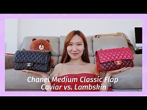 CHANEL MEDIUM CLASSIC FLAP REVIEW & COMPARISON 2019 | CAVIAR VS. LAMBSKIN | MOD SHOTS | 香奈儿经典款包包对比