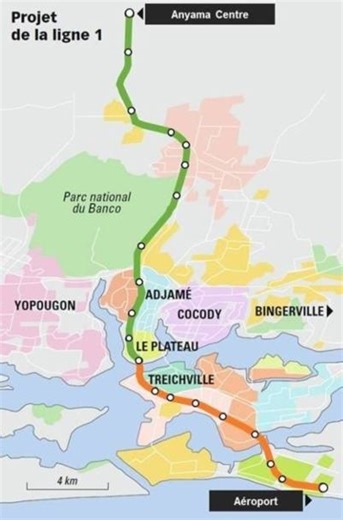 Métro d’Abidjan: le tracé exact de la ligne 1