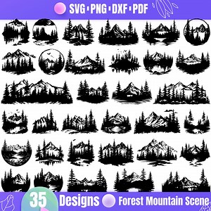 High Quality Forest Mountain Scene SVG Bundle, Forest Mountain Scene Dxf, Forest Mountain Scene Png, Landscape Vector, Landscape Clipart - Etsy