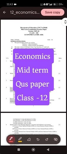 Economics, mid term Qus Paper class -12 #trending #exam #schoolexam #education