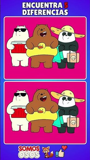🐻Encuentra 5 Diferencias 💙 #encuentralasdiferencias #somososos