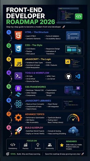 👉 Front-End Developer Roadmap 🚀 (Beginner to Advanced Path Explained)