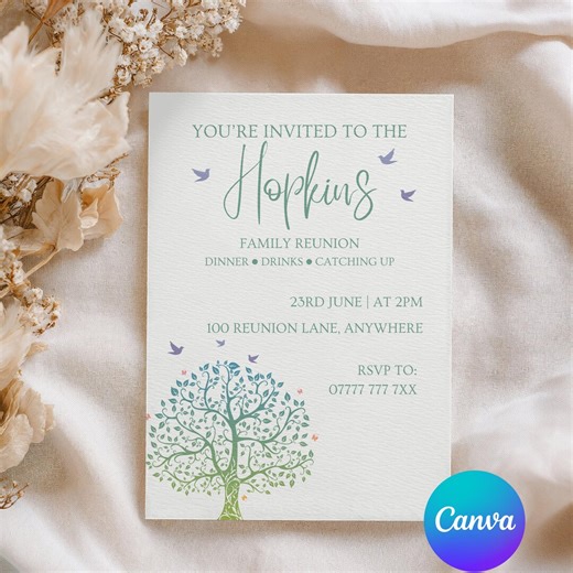 Family Reunion Invitation Template, Editable Family Reunion Flyer, Printable Family Gathering Invite, Digital Download - Etsy