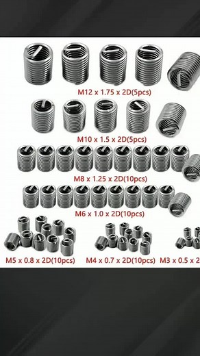 60Pcs M3 M4 M5 M6 M8 M10 M12 Stainless Steel Helicoil Thread Repair Insert Kit Set For Hardware Repair Tools baharu