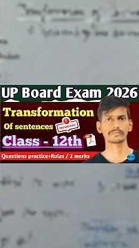 Transformation of sentences l class 12 l Up board exam 2026 l #shorts #englishgrammar