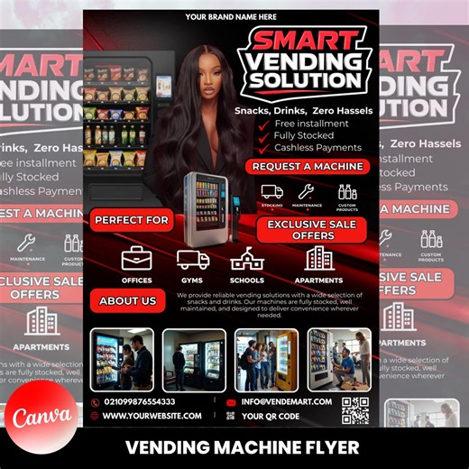Vending Machine Business Flyer, Printable Vending Services Brochure, Vending Machine Marketing Flyer, Snack Drink Machine Template, Canva - Etsy