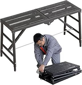 Daolift Heavy Duty Scaffolding Platform 15.75x59.05inch Portable Scaffolding Ladder of 660lbs Capacity Multi-Position Adjustable Height Work Platform Non-Slip Ladder Work Platform for Washing Vehicle