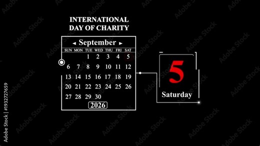 September 5, 2026, International Day of Charity Calendar. A very important date in the calendar. Signing a day on a calendar.